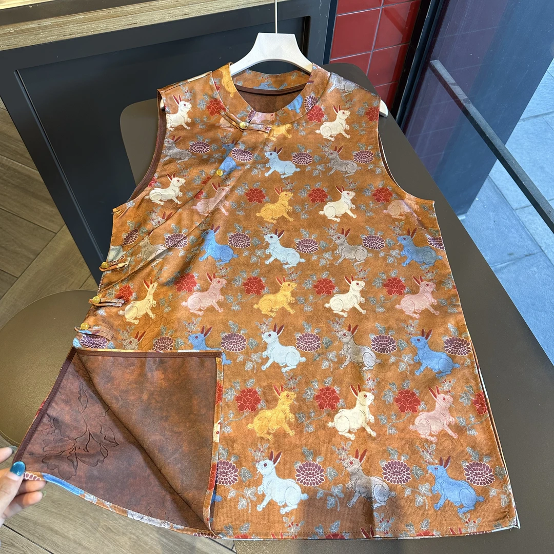 【小兔 奥黛】气质时尚显瘦气质立领斜襟长款开叉小衫