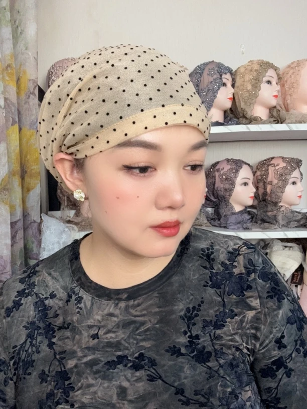 新款双层轻薄宽松款 弹力松紧口包头美人帽 轻薄透气舒适