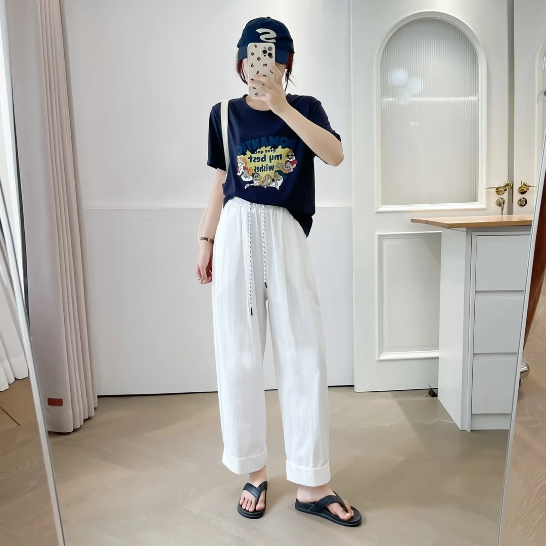 【潼潼专属】大码夏季新款高腰显瘦时尚九分哈伦休闲裤981