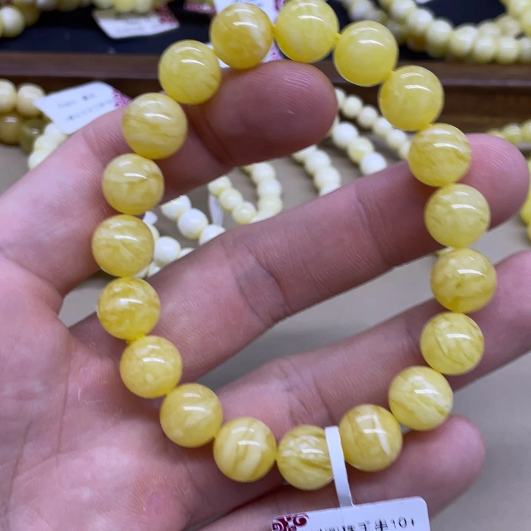 琥珀未镶嵌手链蜜蜡圆珠手串