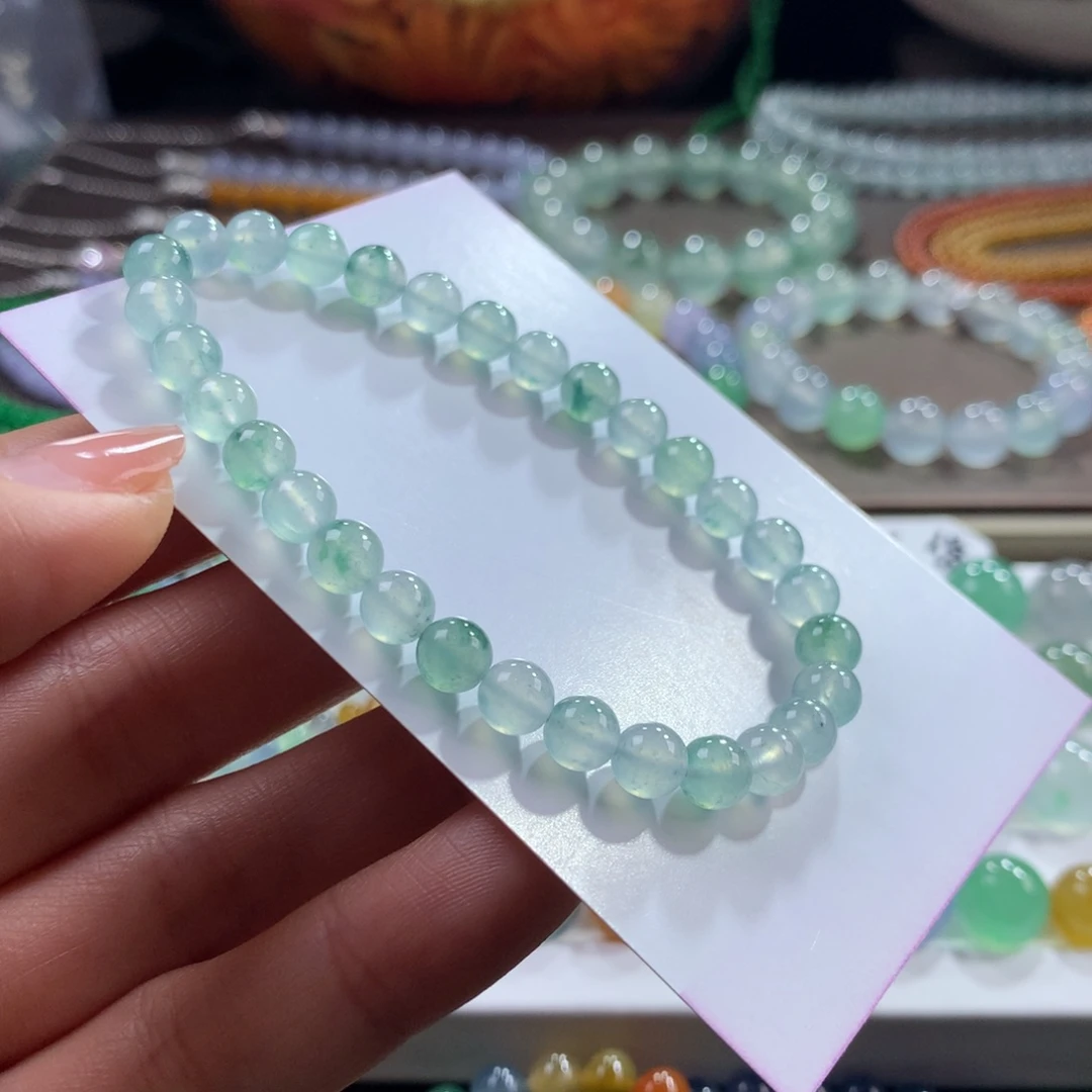 翡翠未镶嵌手链！性价比好”高冰飘花卡6