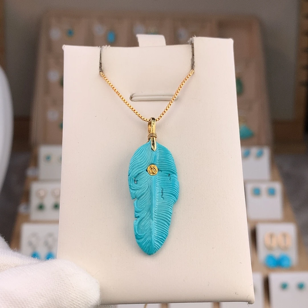 绿松石18K金镶嵌吊坠(不含链)