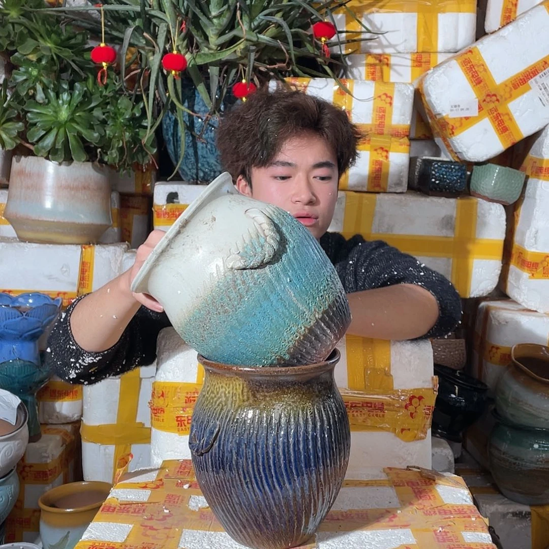 无铅玻璃宜兴紫砂花盆