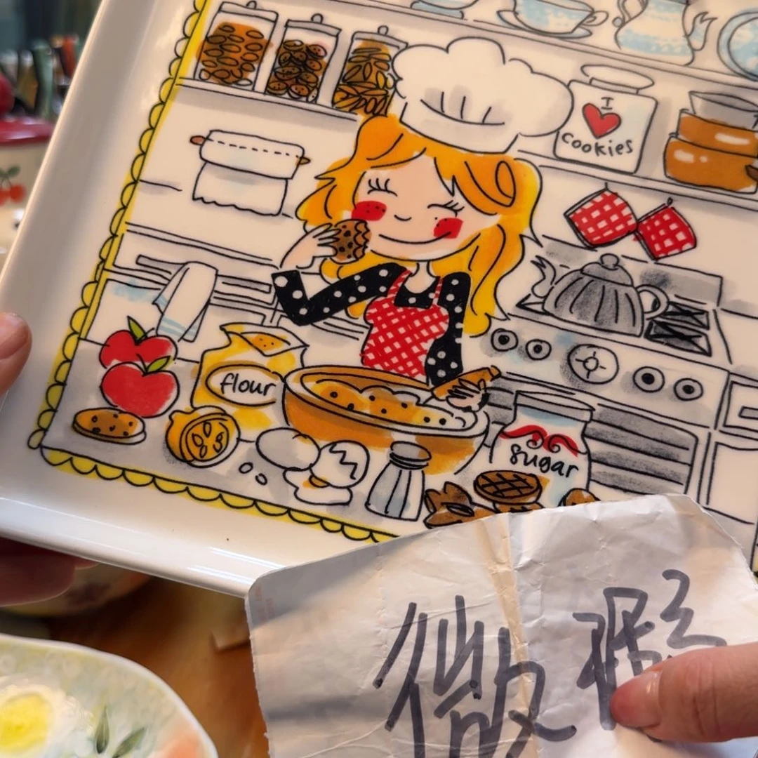 陶瓷微瑕9英寸荷兰烹饪女孩大方盘1只