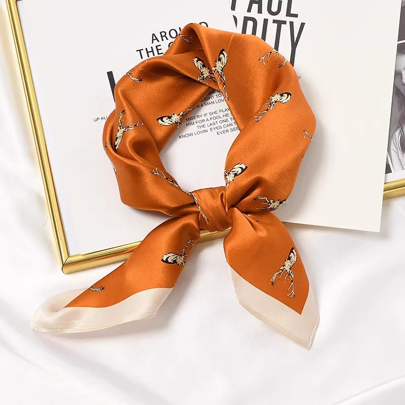 经典小鹿真丝桑蚕丝丝巾围巾小方巾OL装饰小领巾53*53cm披肩