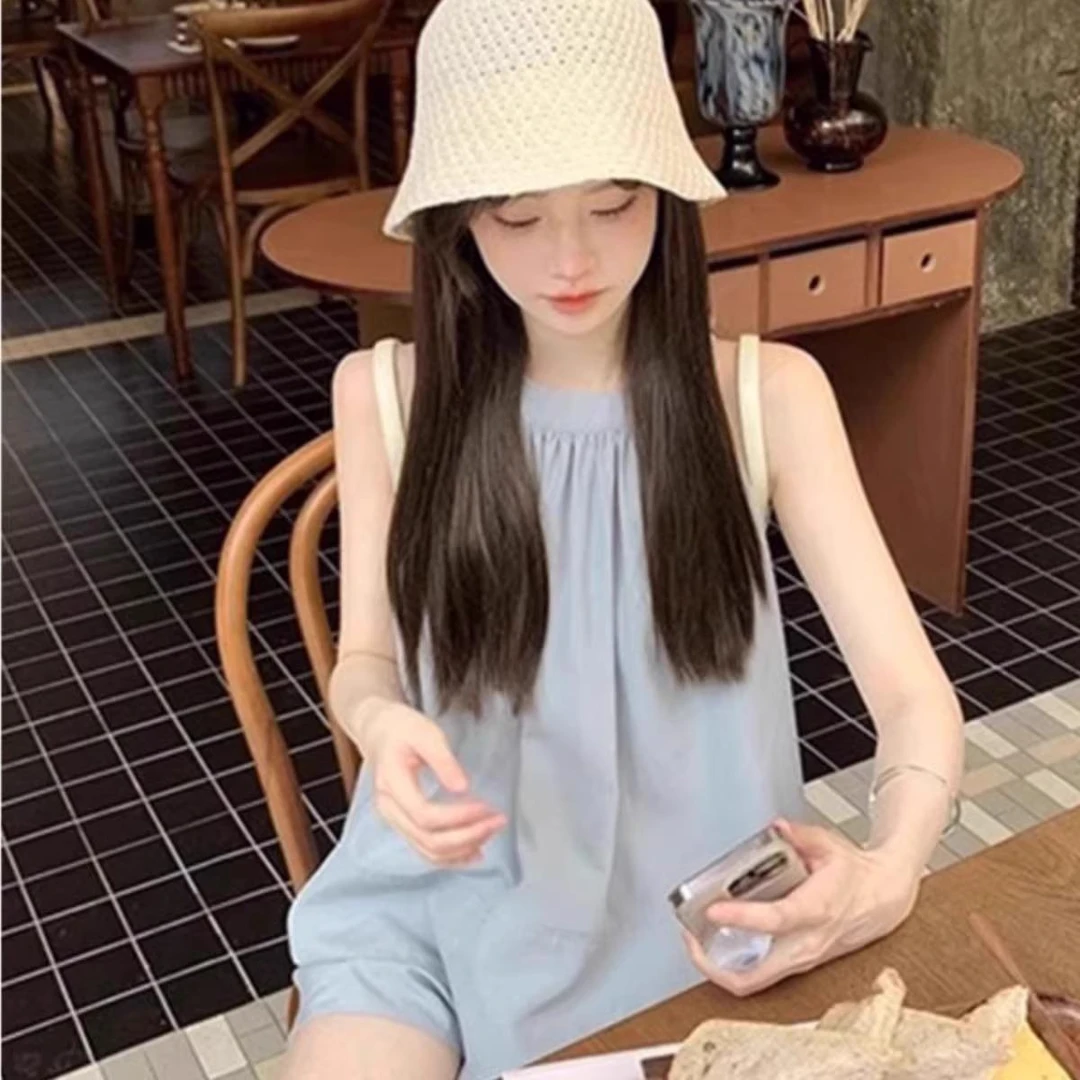 高端松弛感套装女夏季无袖背心上衣阔腿短裤小个子显高时尚两件套