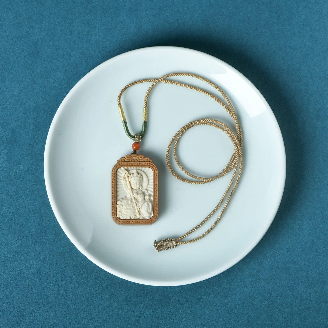 猛犸牙精雕地藏菩萨牌吊坠脖挂