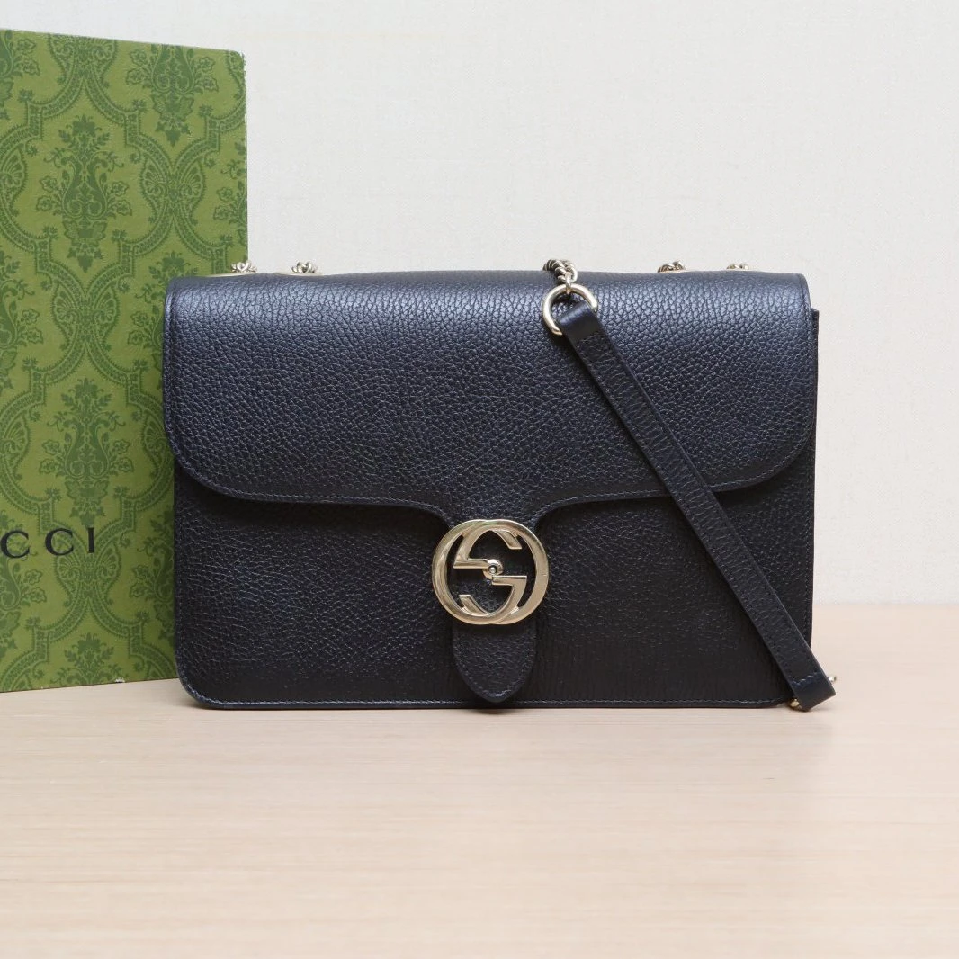 95新 GUCCI/古驰 排队单  攀攀特价Interlock 风琴包 大号 28CM
