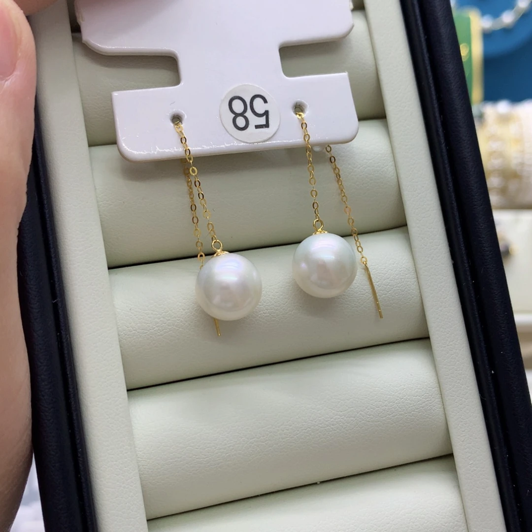 18K金镶嵌淡水珍珠耳饰
