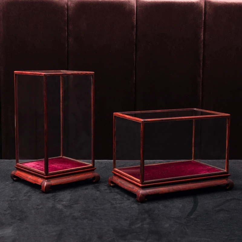 红木酸枝玻璃罩花瓶酒瓶古董文玩佛像玉石头透明防尘罩展示盒定制