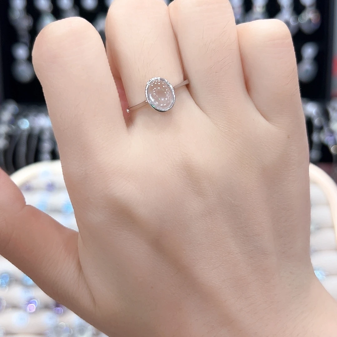 冷***妈长石玉银S925镶嵌戒指