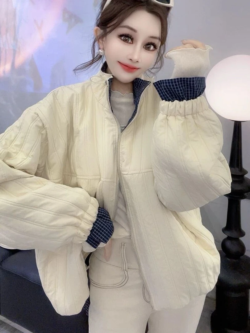 夹棉外套欧货高品质2025年秋季新款时尚通勤立领外套女百搭上衣潮
