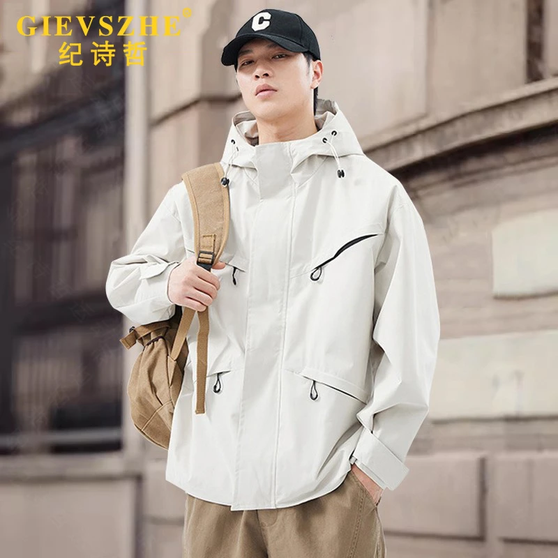 纪诗哲连帽外套男士新款连帽冲锋衣三防户外百搭休闲情侣登山服