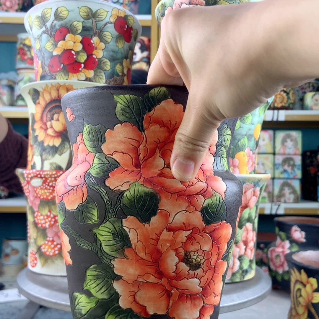 肉***者景德镇手工花盆589