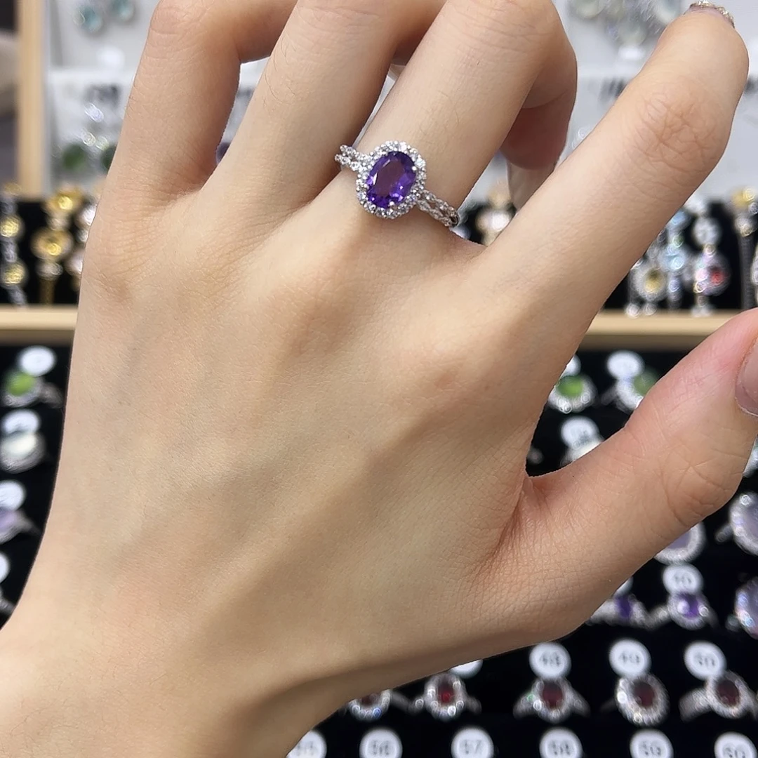 戒指紫晶银S925镶嵌