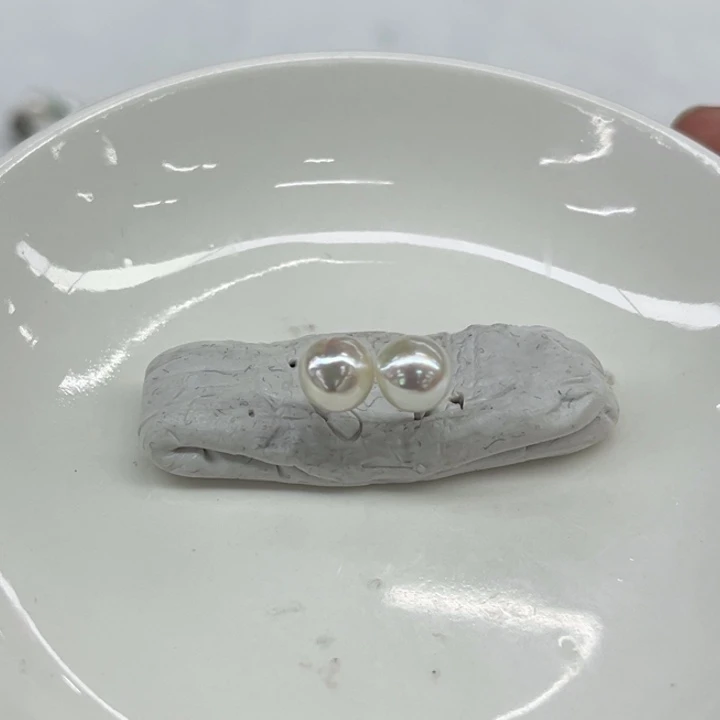 银S925镶嵌耳饰海水珍珠AK6-7m