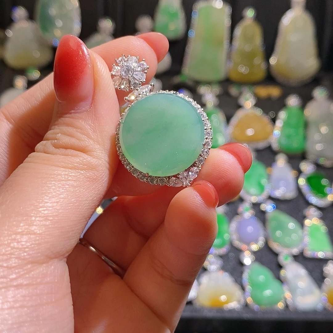 颈饰银S925镶嵌翡翠天然翡翠