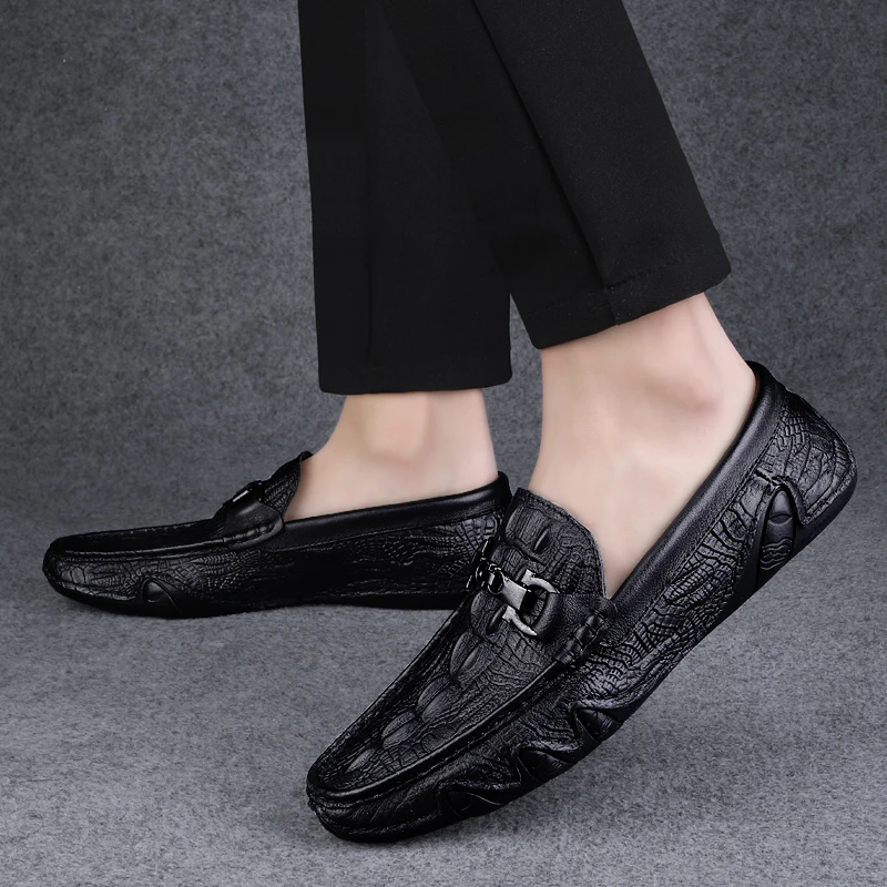 轻奢男士时尚乐福鞋纯色潮流春季韩版豆豆鞋百搭夏季休闲鞋懒人鞋