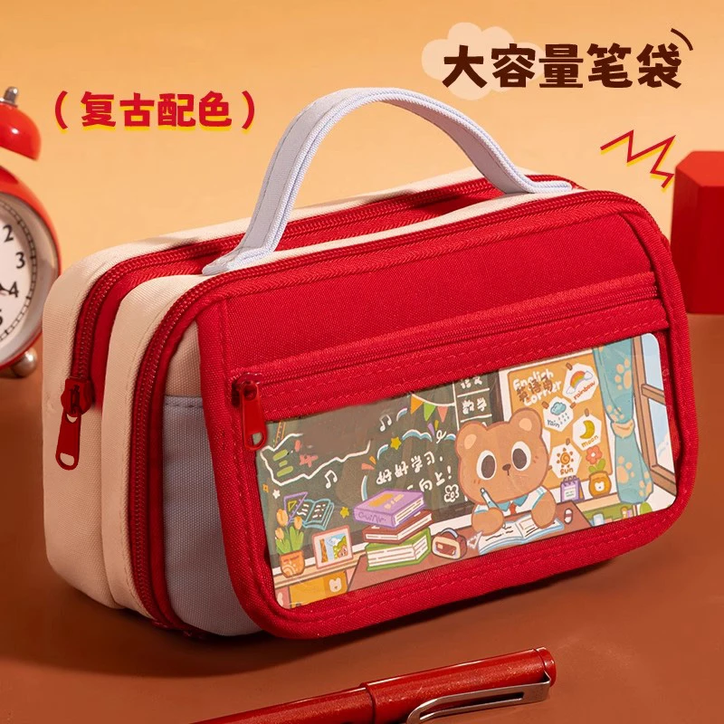 复古笔袋ins初中女生2025新款学生文具盒高颜值大容量小众铅笔盒
