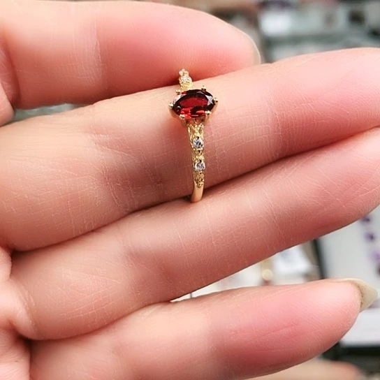 石榴石戒指银S925镶嵌