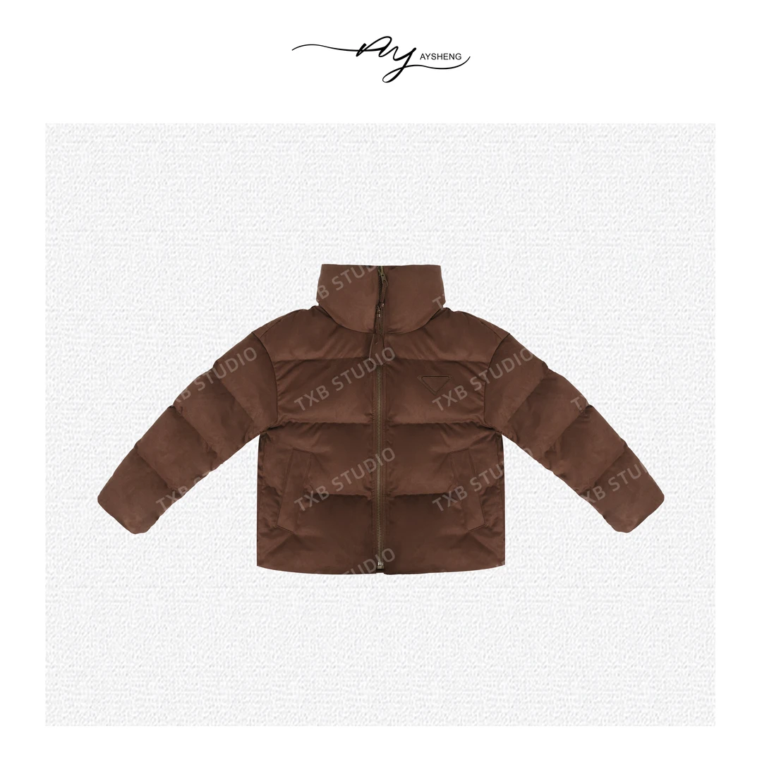 TXB “爱达”国标90白鹅绒麂皮绒面感P家立领鹅绒羽绒服XB-67436744