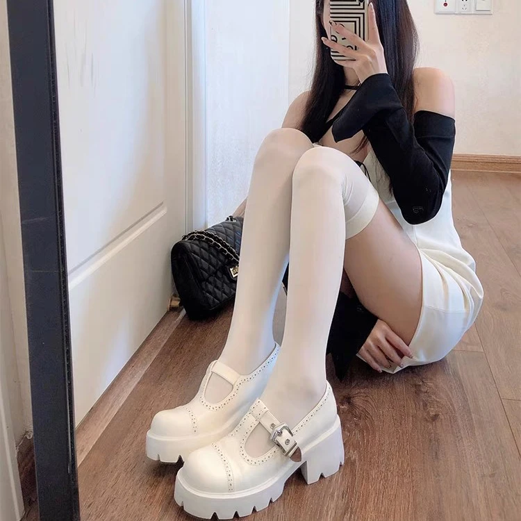 超薄Jk奶白色过膝袜女长筒袜春夏季黑色大腿高筒袜日系