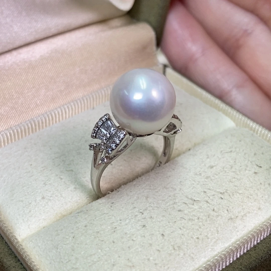 银S925镶嵌戒指淡水珍珠