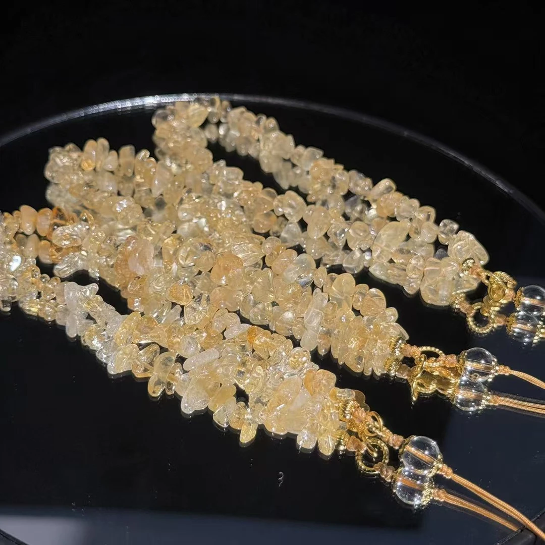 天然巴西老料正亮黄随形黄水晶手机链送人手工气质时尚百搭手作款