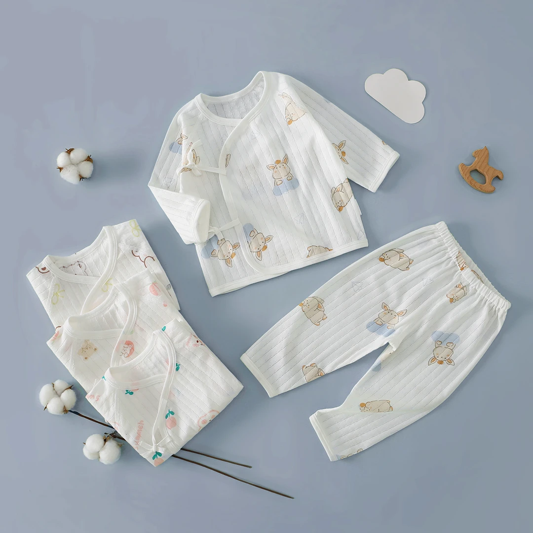 夏季新款婴儿分体衣薄款新生幼儿内衣套装纯棉无骨宝宝a类打底衣