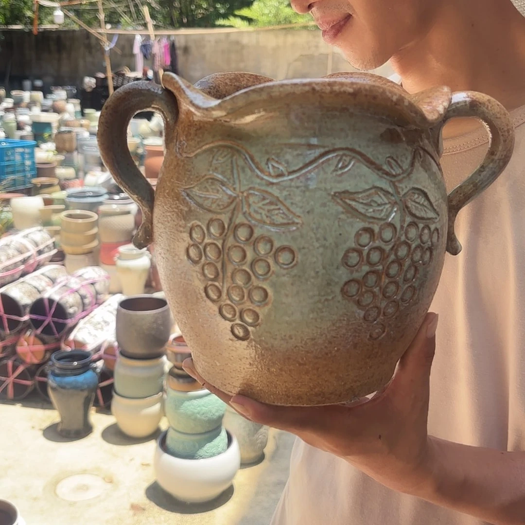 葡萄手工柴烧有孔口径18*18
