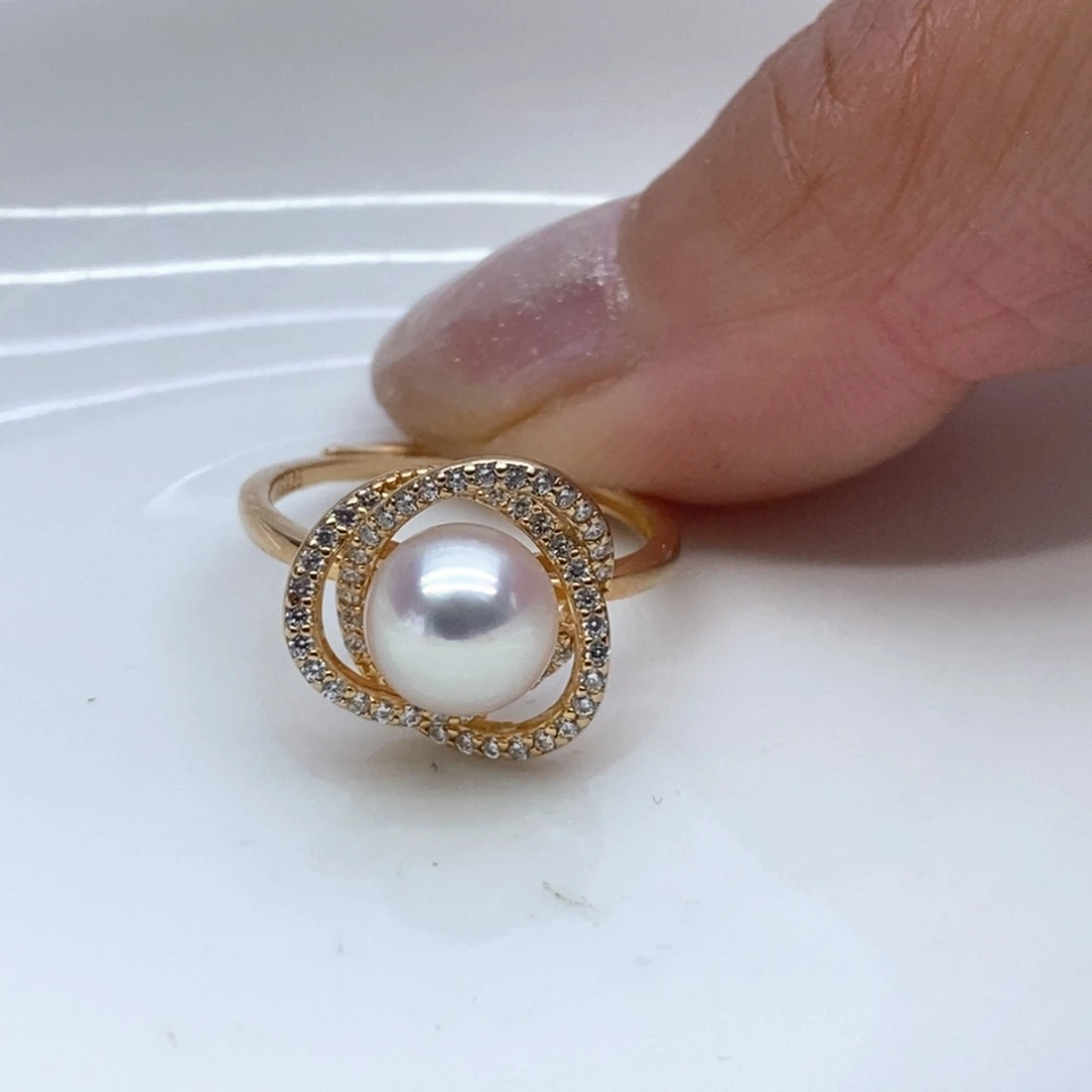 海水珍珠戒指银S925镶嵌