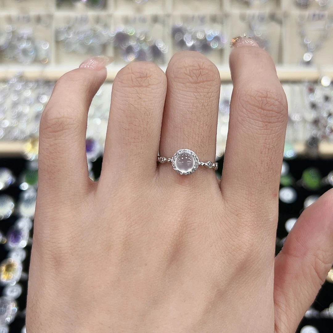 岫玉银S925镶嵌戒指