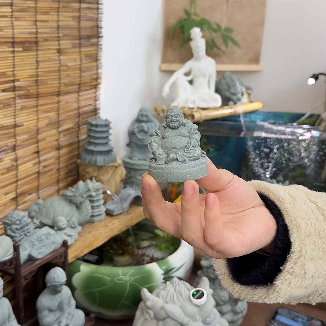 石材青砂石小号圆底弥勒佛