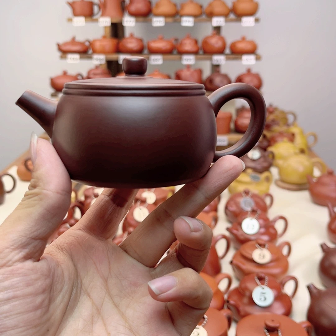 茶壶紫砂紫泥圆鼓170cc