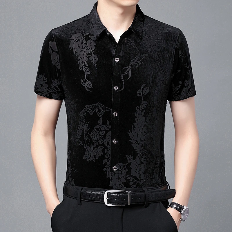 男士衬衫拉丁舞服新款比赛服短袖上衣练功舞服广场国标舞摩登舞蹈
