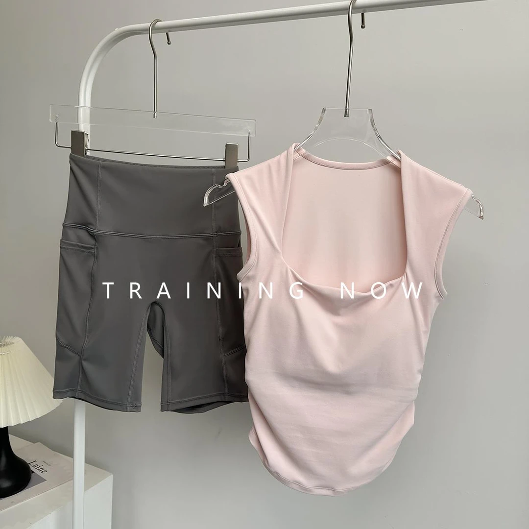 时尚健身套装女夏季一体式普拉提瑜伽背心专业速干运动训练晨跑服