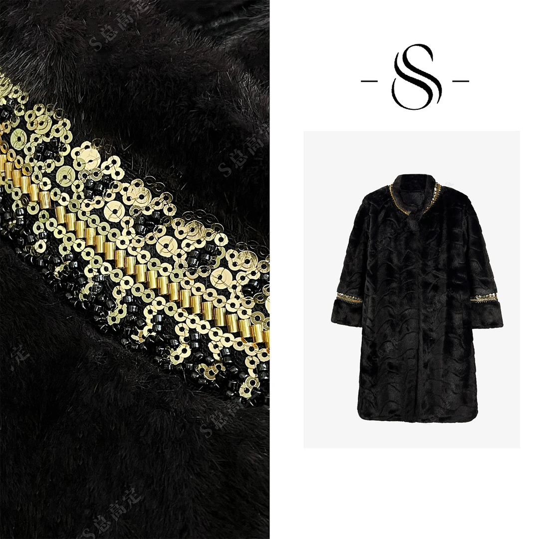 【妮妮】欧式轻奢时尚百搭重工设计气质保暖外套D0281