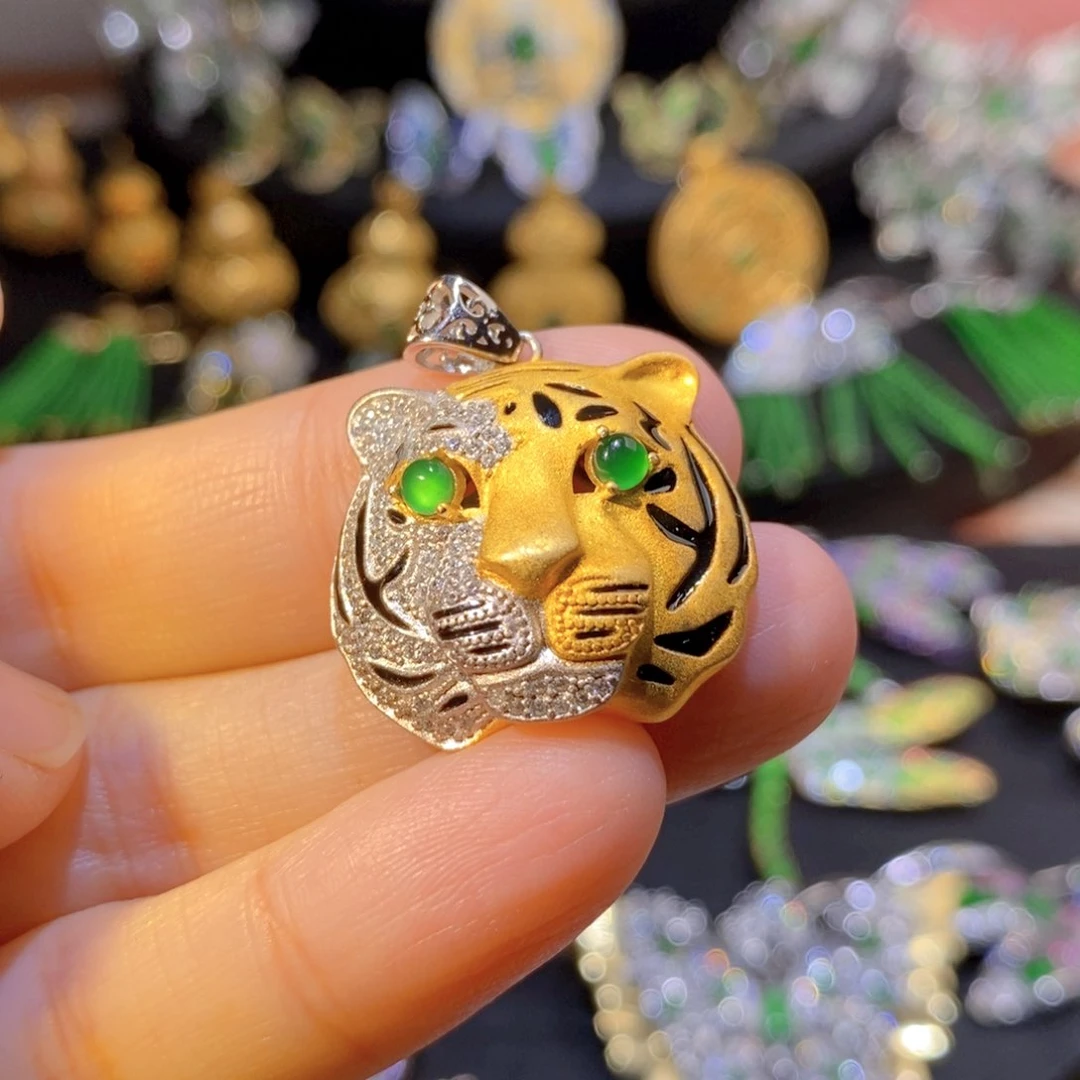 吊坠(不含链)银S925镶嵌翡翠