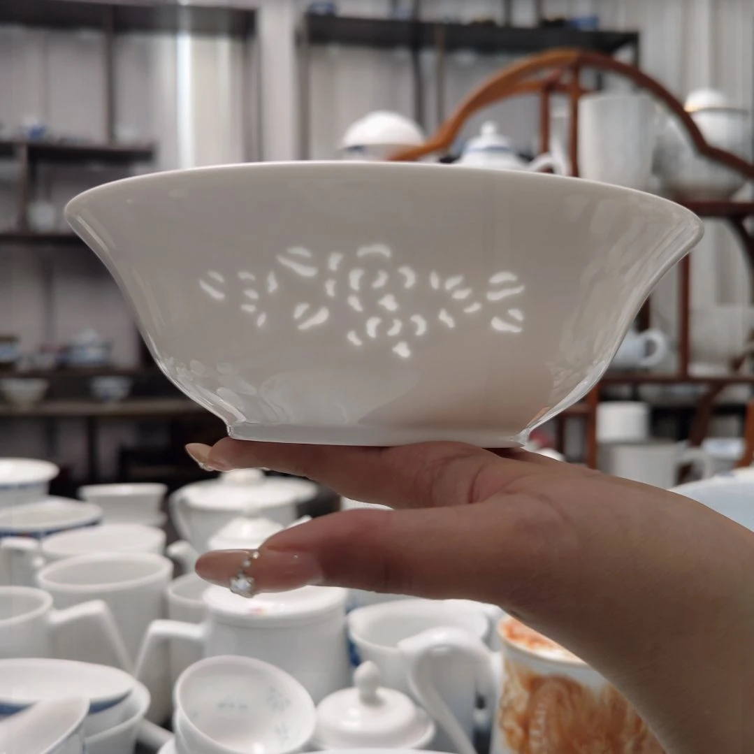 瓷玉牡丹7寸面碗两只装