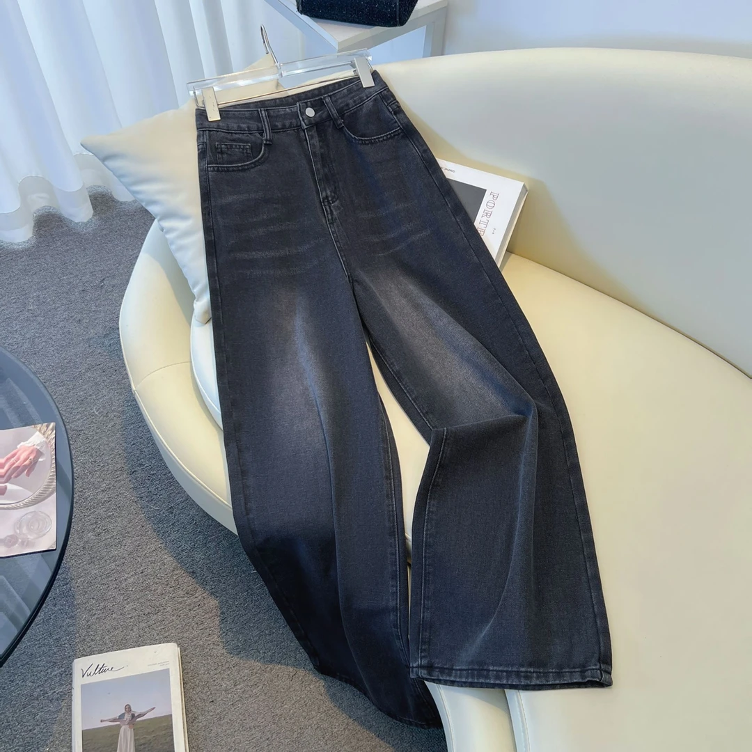 【直播】大阔腿牛仔裤女直筒阔腿高腰垂感宽松显瘦春季新款拖地裤