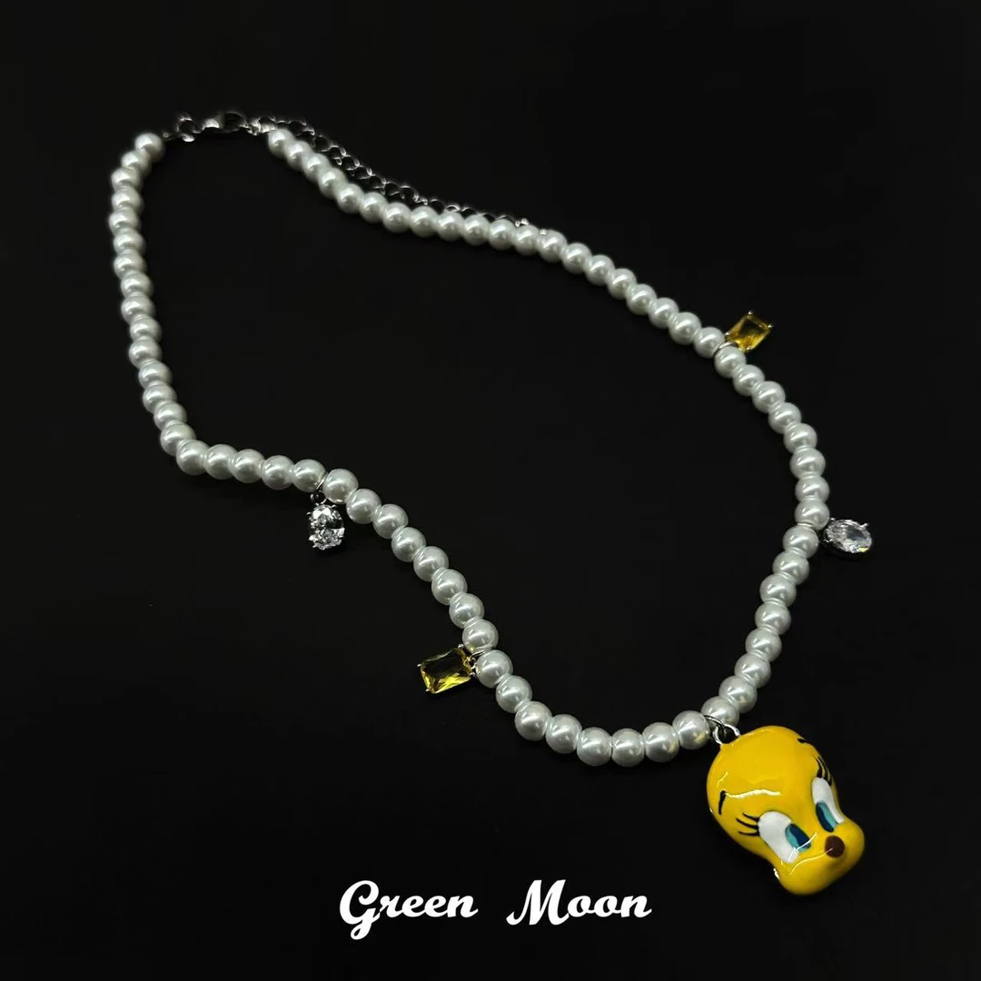铜合金项链 甜酷辣妹可爱珠珠鸭子精致项链小众个性A118