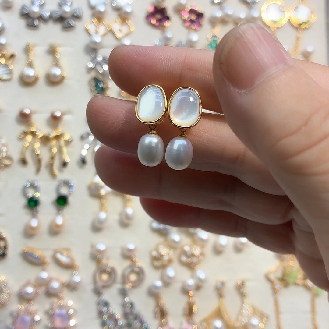 肉***多合金耳饰淡水珍珠