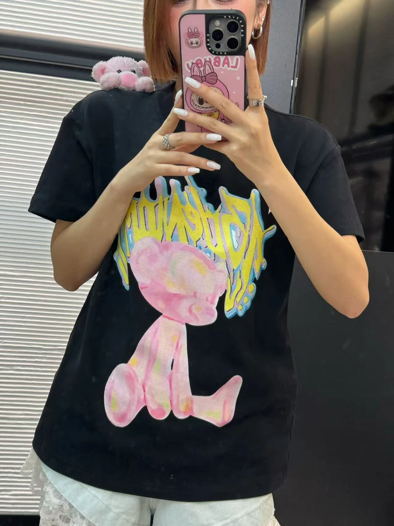 【粉红回忆】ins风设计师款夏季减龄显瘦重磅宽松短袖T恤休闲（082）