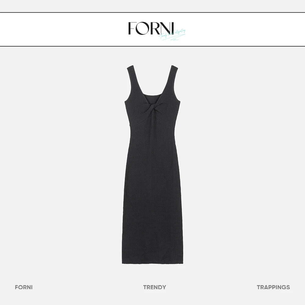 FORNI x YOYO 回倒冷诗 扭结吊带连衣裙显瘦气质轻奢时尚