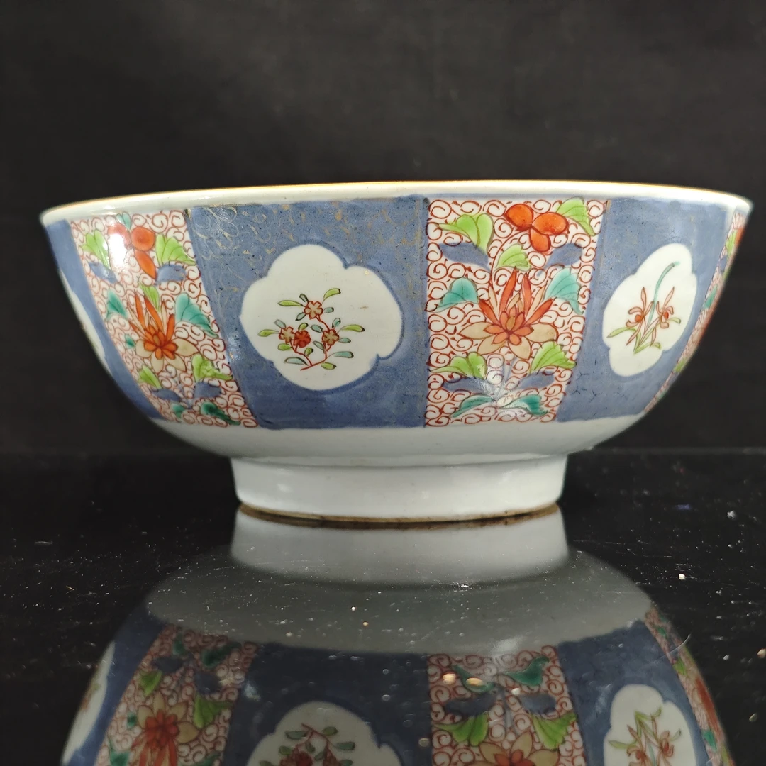 清 雍正 粉彩描金花卉大碗YH-0021