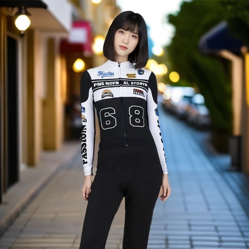 PAS春夏长袖山地自行车骑行服套装修身英伦风机车款骑行服男女款