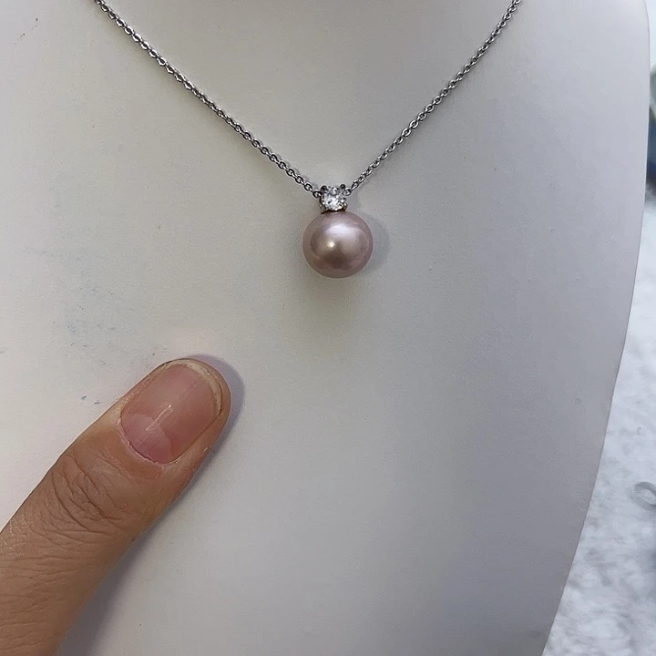 合金紫珠银色戴妃吊坠淡水珍珠