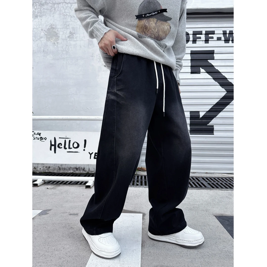 7561冬季男士渐变直筒牛仔裤裤子