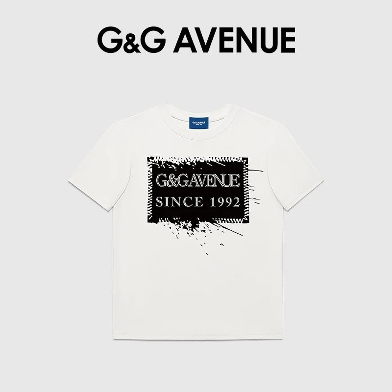 法国G&G AVENUE轻奢潮牌圆领正肩显瘦短款T恤女-GNT2413025