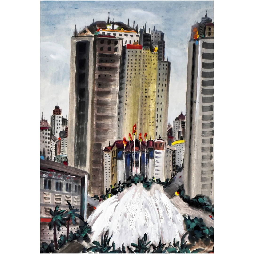 HM9037 城市风景 71×46cm 纸本立轴 2.9平尺